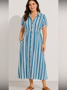 Torrid Maxi Rayon Slub Button Front Godet A-line Dress